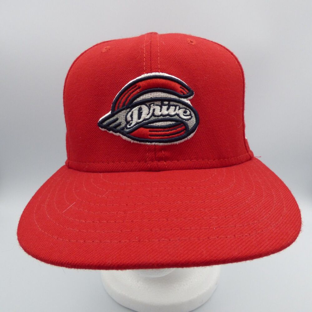 Greenville Drive Cap New Era 59Fifty MiLB Red Fitted Hat 7 1/4 Baseball Cap Vtg